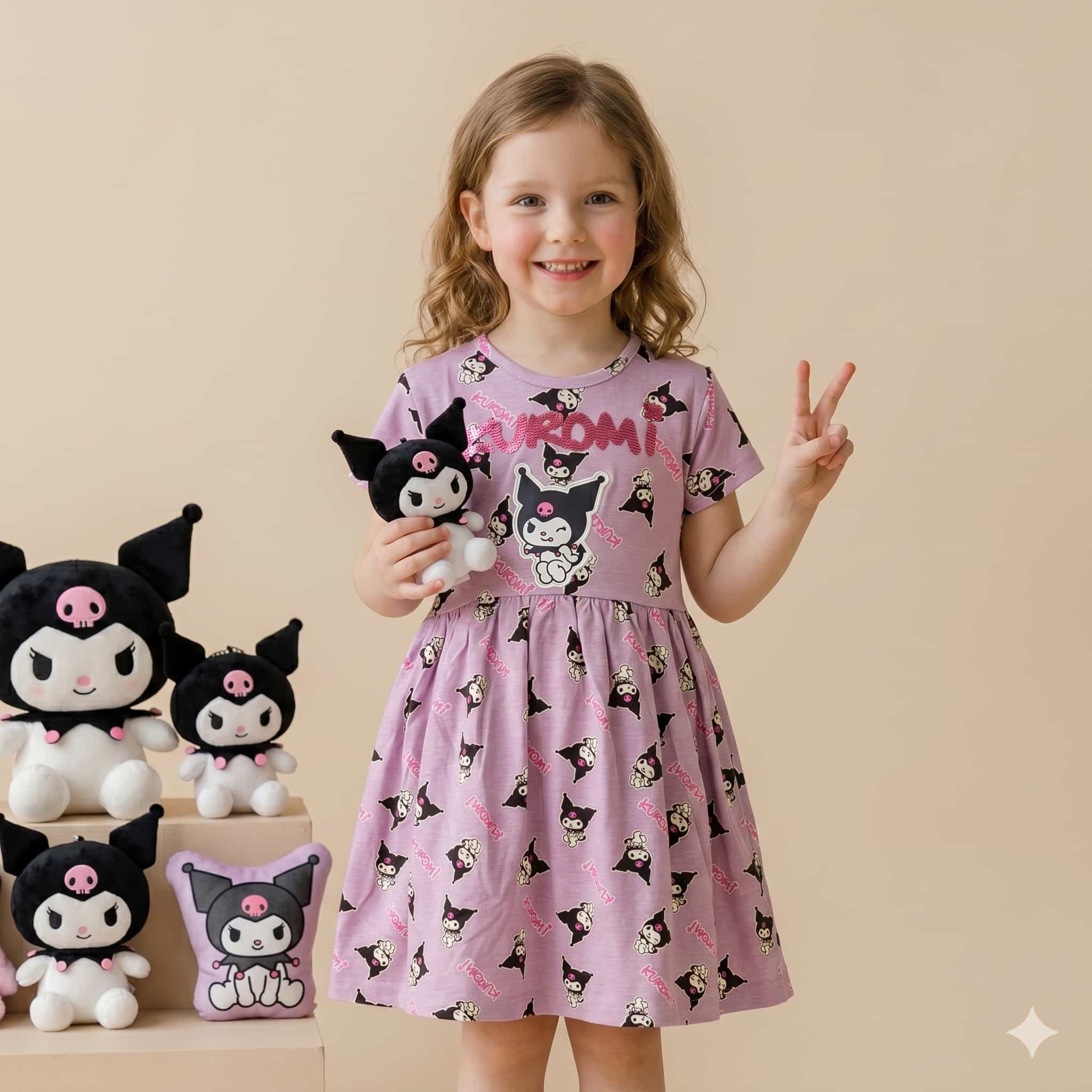 Kuromi Girls Frock - Purple