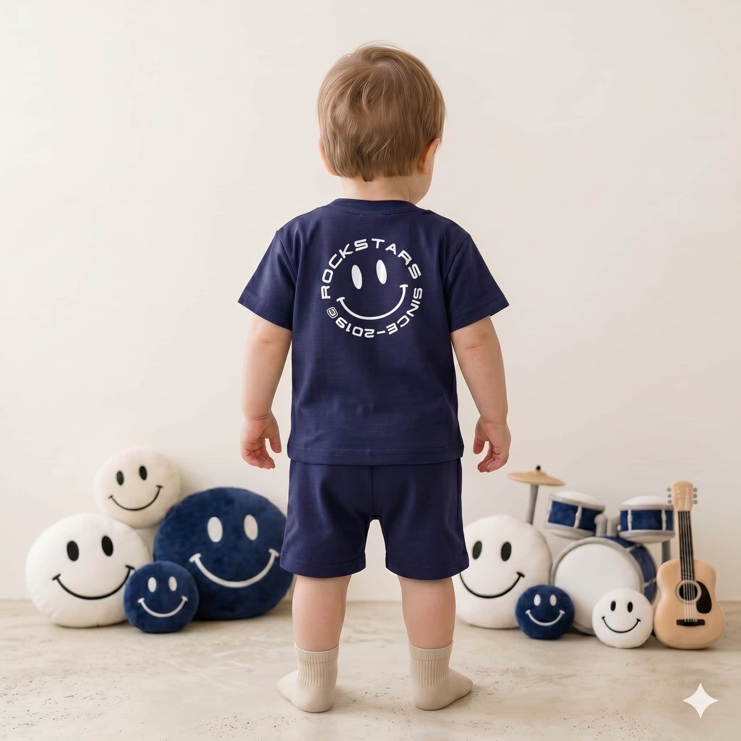 Happy Rocker Baby boys Half sleeves Short set - Navy Blue