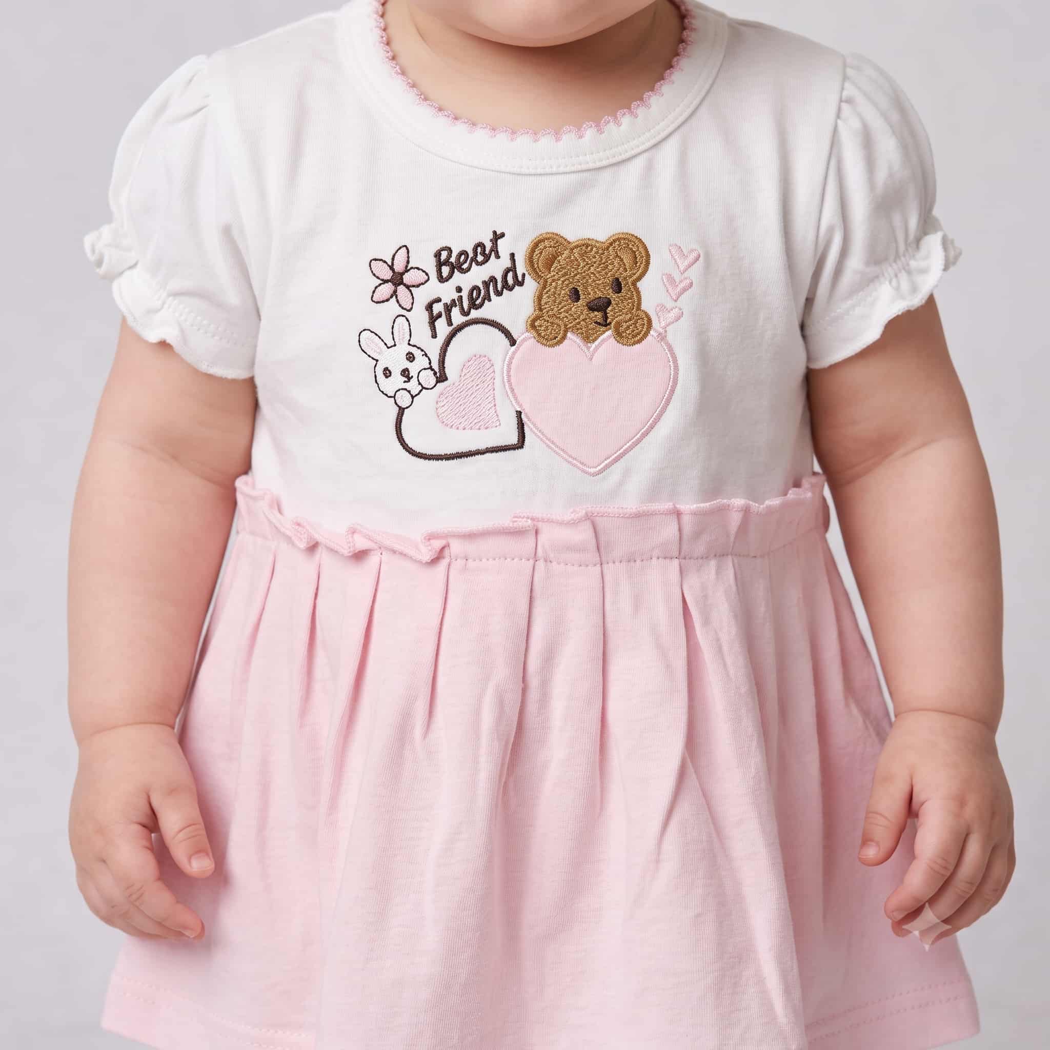 Best Friend Baby Girls Frock Set - White