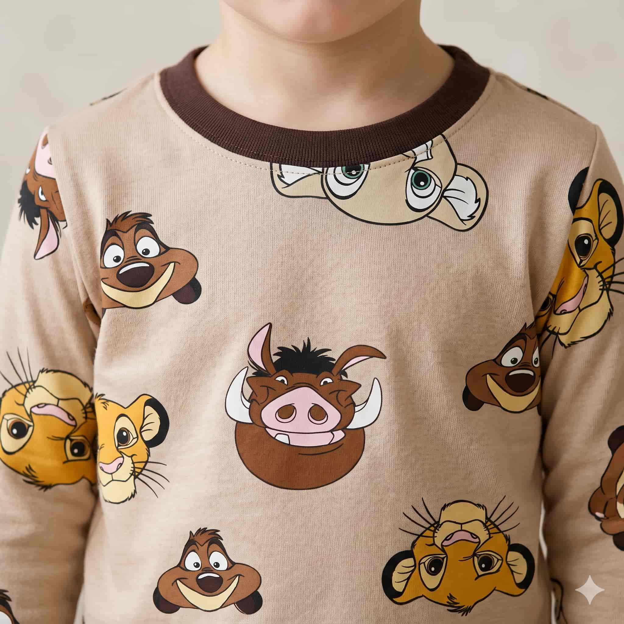Safari Smiles Boys Full Sleeves Pajama Set – Beige