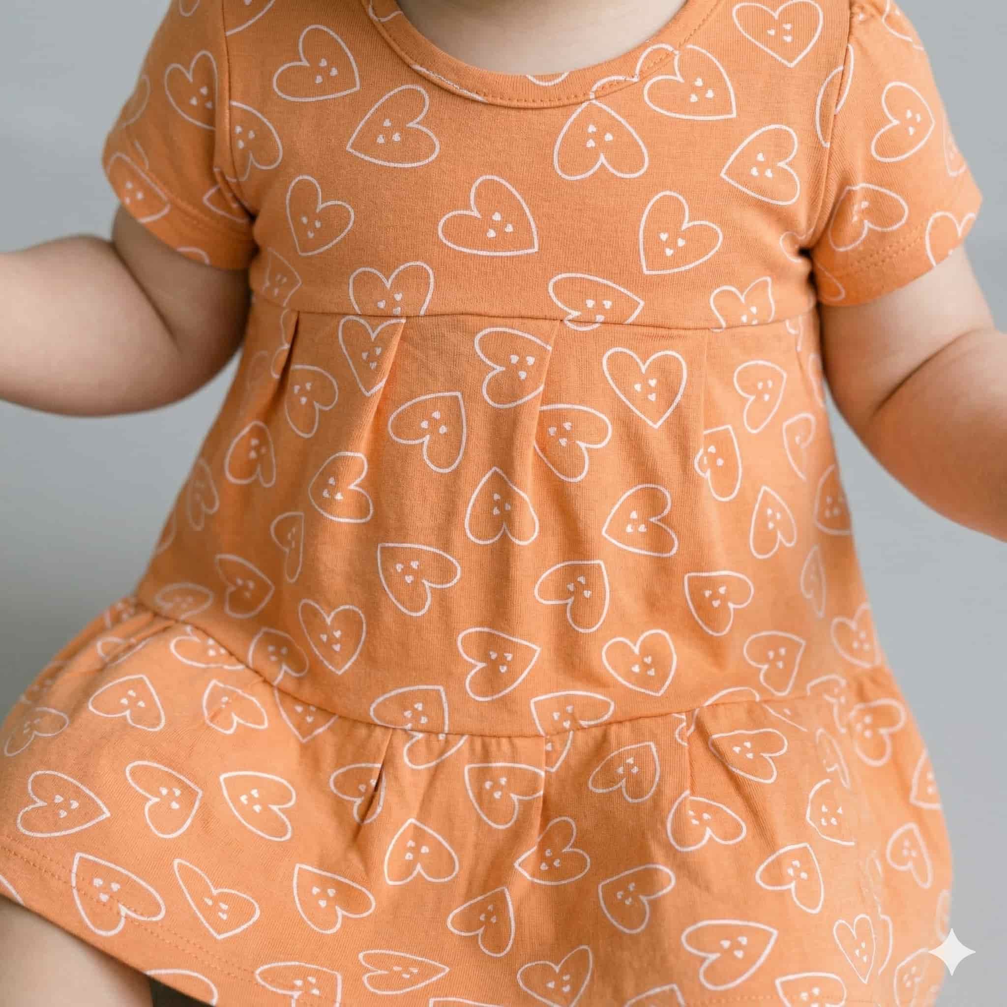 Heart Baby Girl Frock - Orange