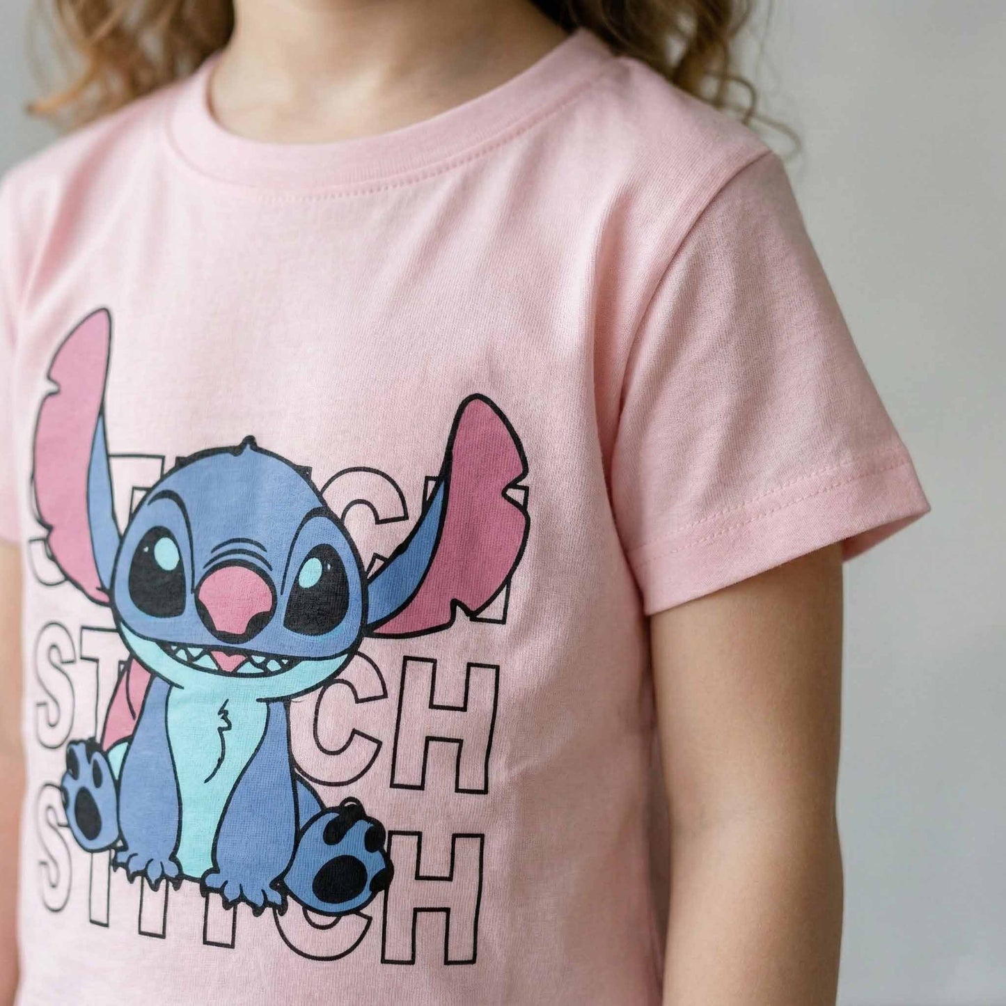 Stitch Girls Half Sleeves Pajama Set - Pink