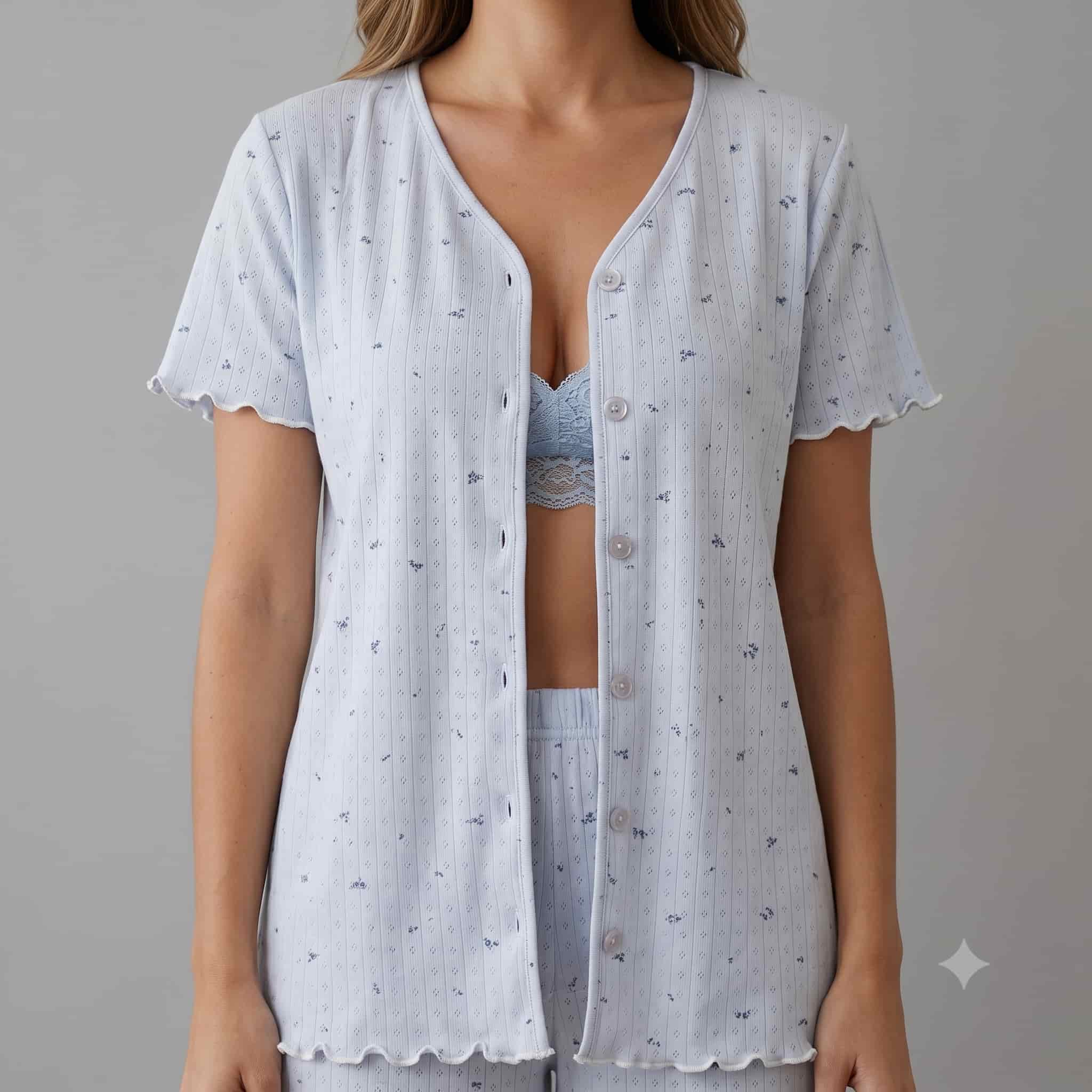 Blue Breeze Women Half Sleeves Pajama Set – Powder Blue