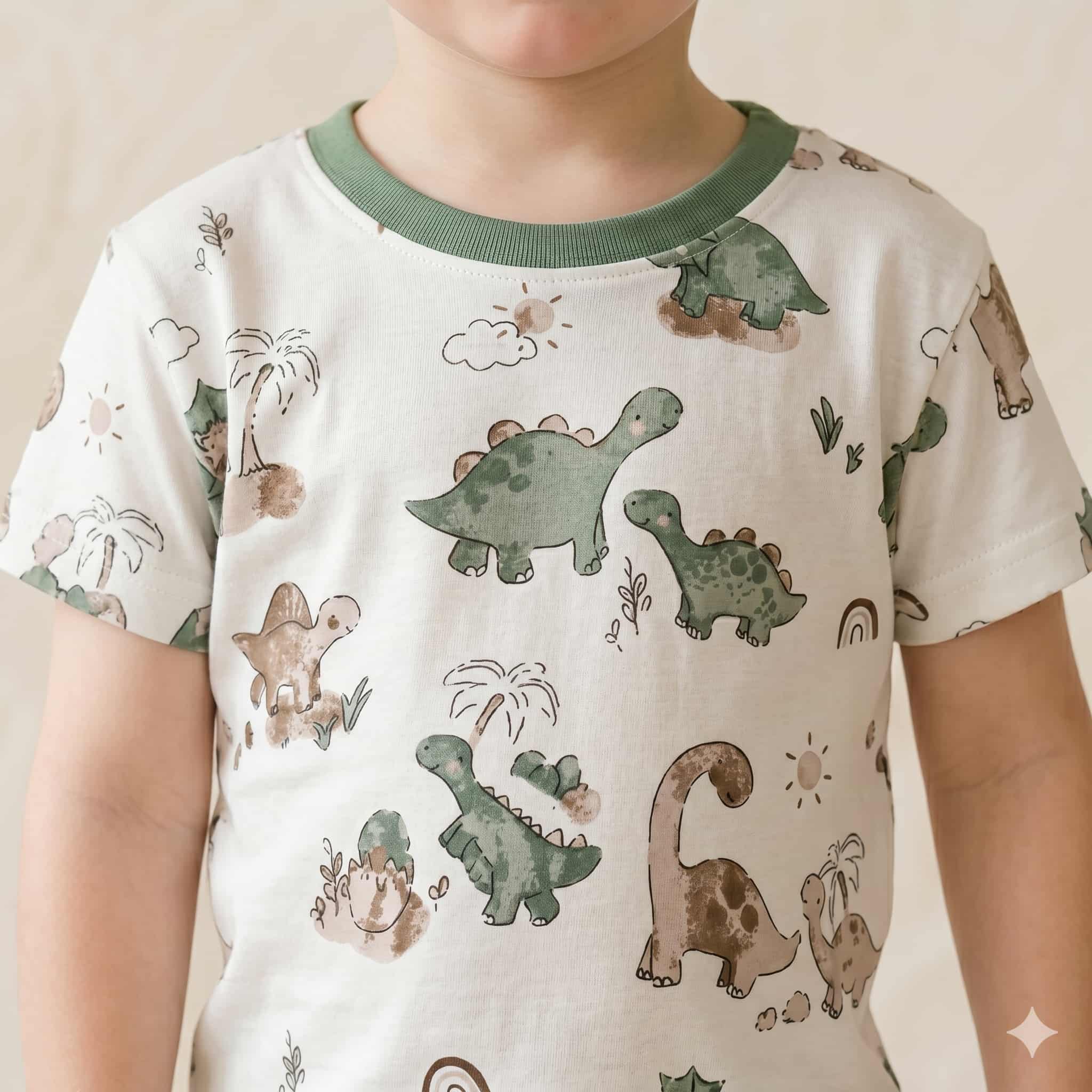 Jurassic Joy Boys Half Sleeves Pajama Set - White