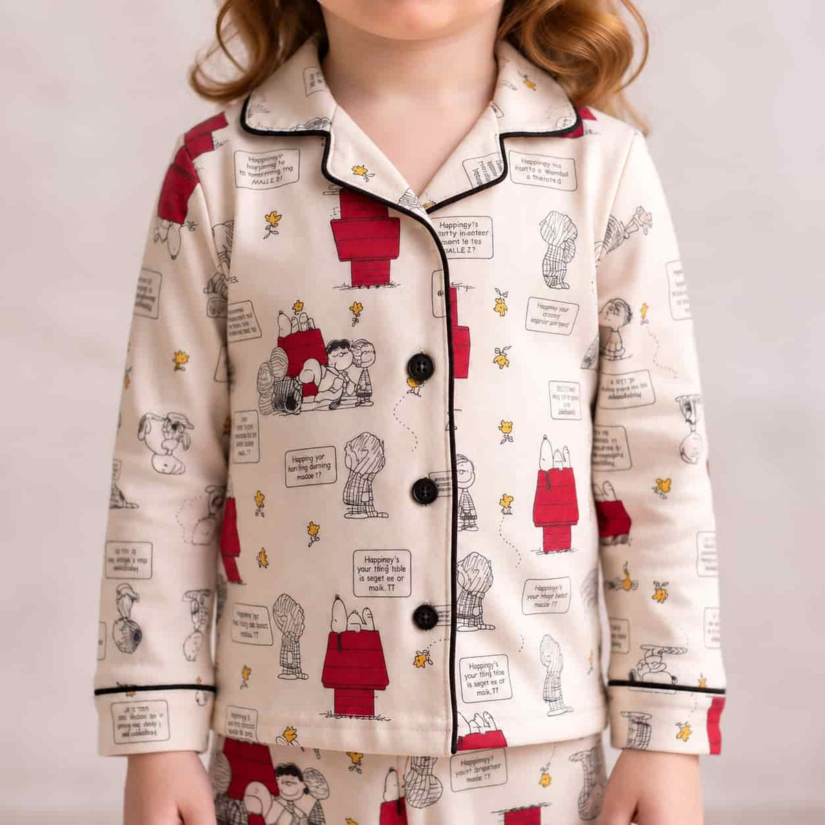 Comic Cuddles Baby Girls Full Sleeves Pajama Set - Cream