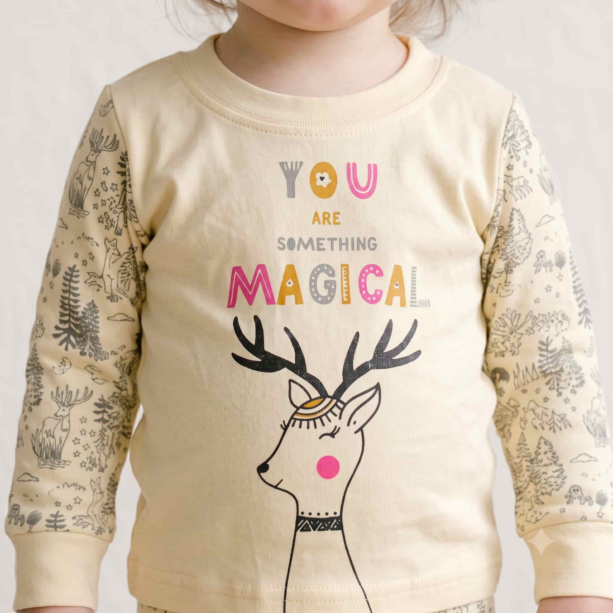 Woodland Magic Baby Girls Full Sleeves Pajama Set - Cream