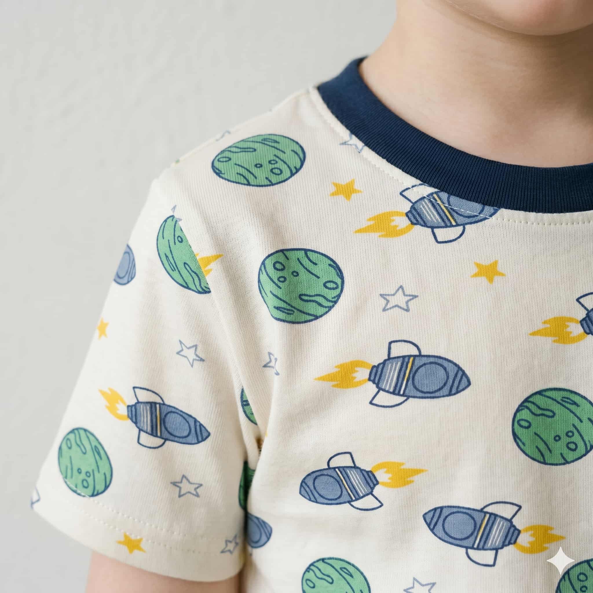 Cosmic Cruise Boys Half Sleeves Short Set - Cream