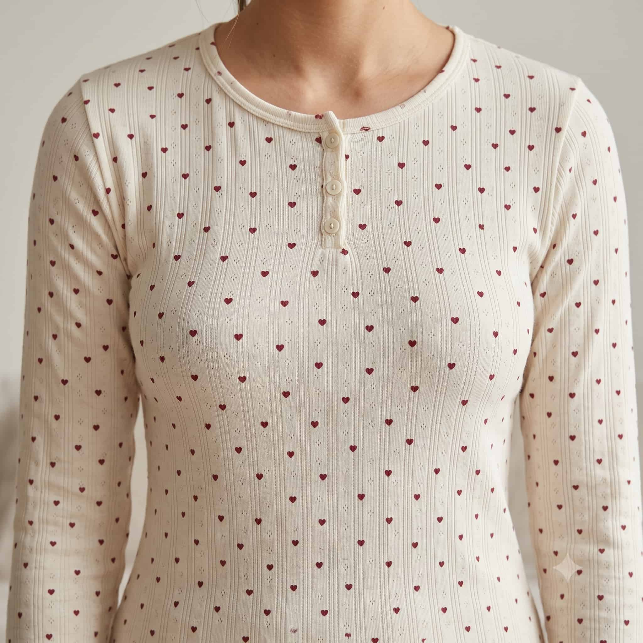 Heart Whisper Women Full Sleeve Pajama Set - Cream