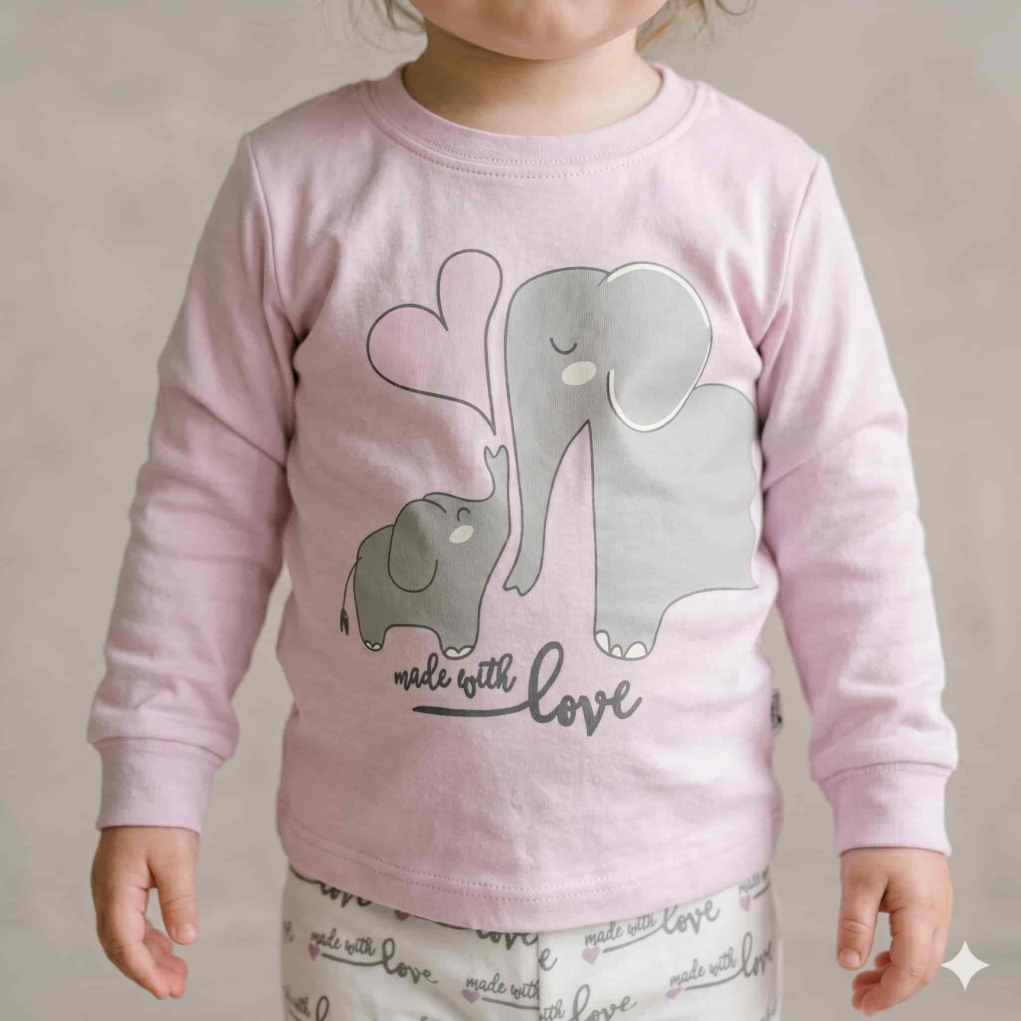 Elephant Love Baby Girls Full Sleeves Set with - Pink