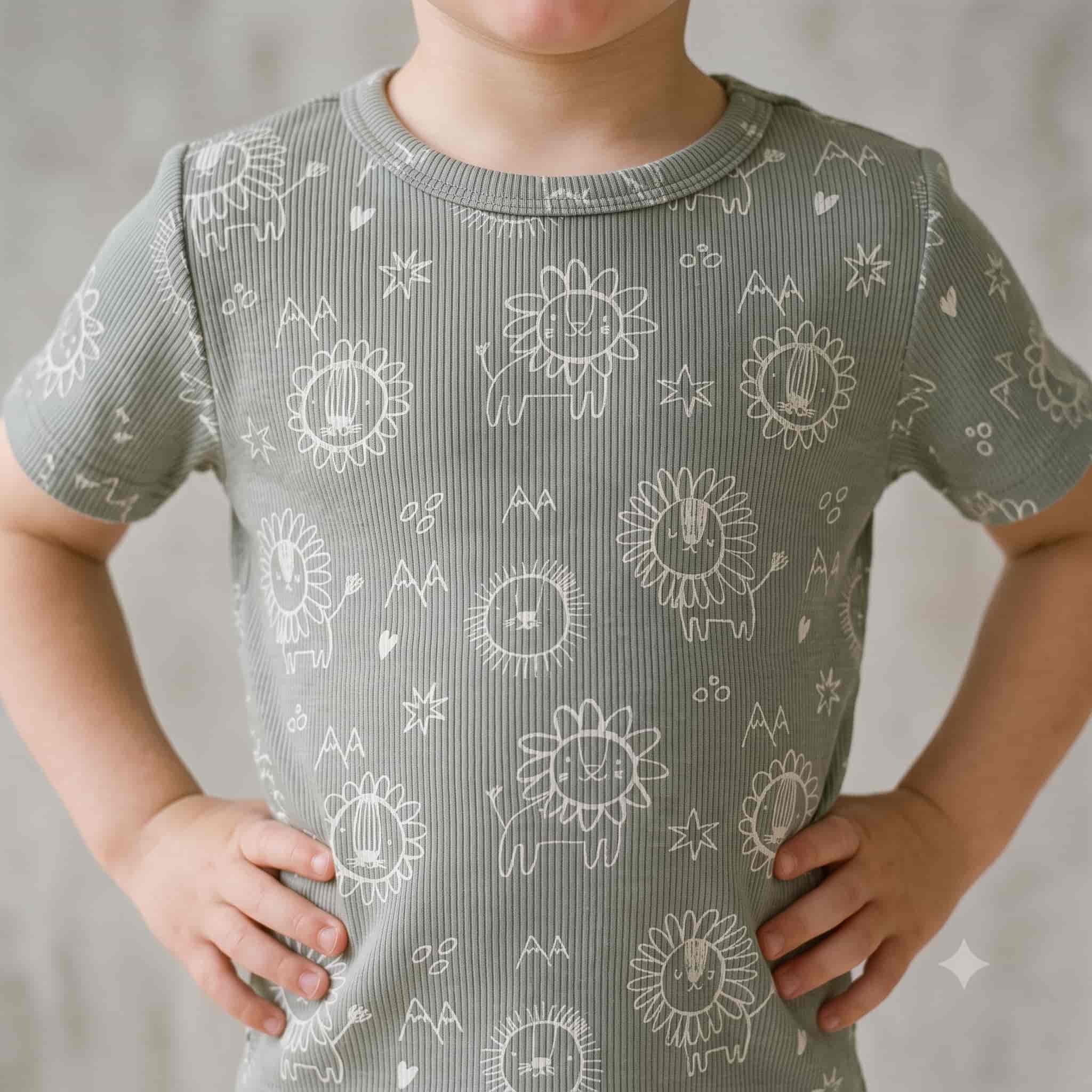 Wild Doodles Boys Half Sleeves Pajama Set - Sage Green