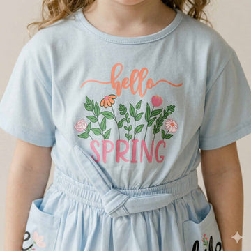 Spring Girl Frock - Light Blue