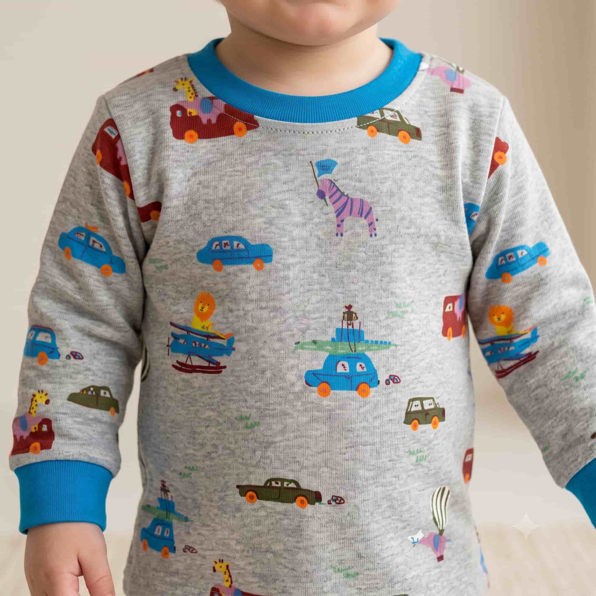 Happy Wheels Baby Boys Full Sleeves Pajama Set – Grey