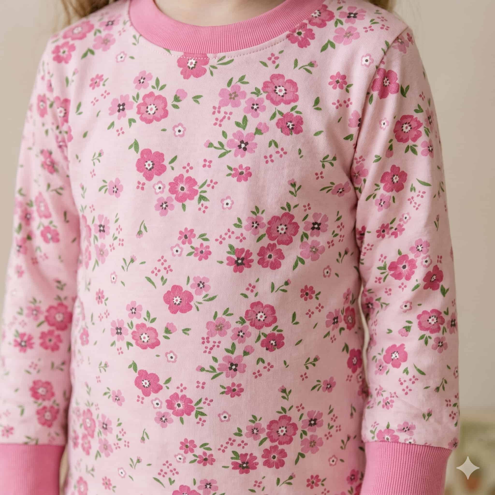 Blossom Breeze Girls Full Sleeves Pajama Set - Pink