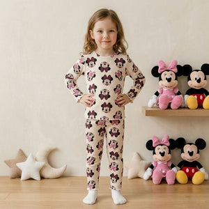 Minnie Girls Full Sleeves Pajama Set - Cream