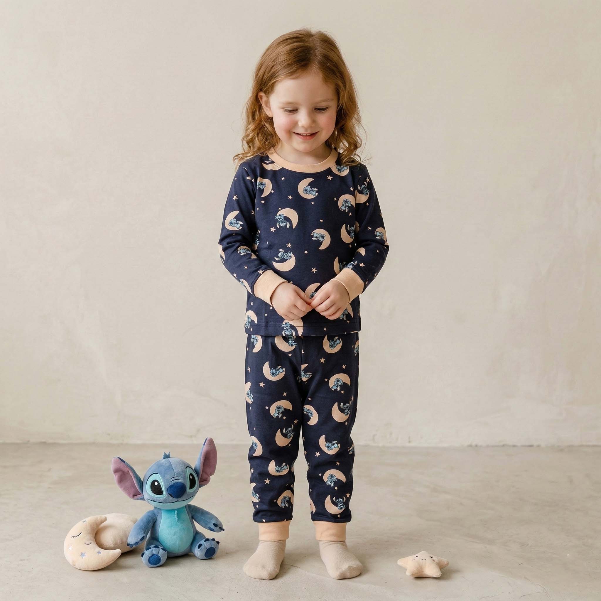 Moonbeam Girl Pajama Set - Navy Blue