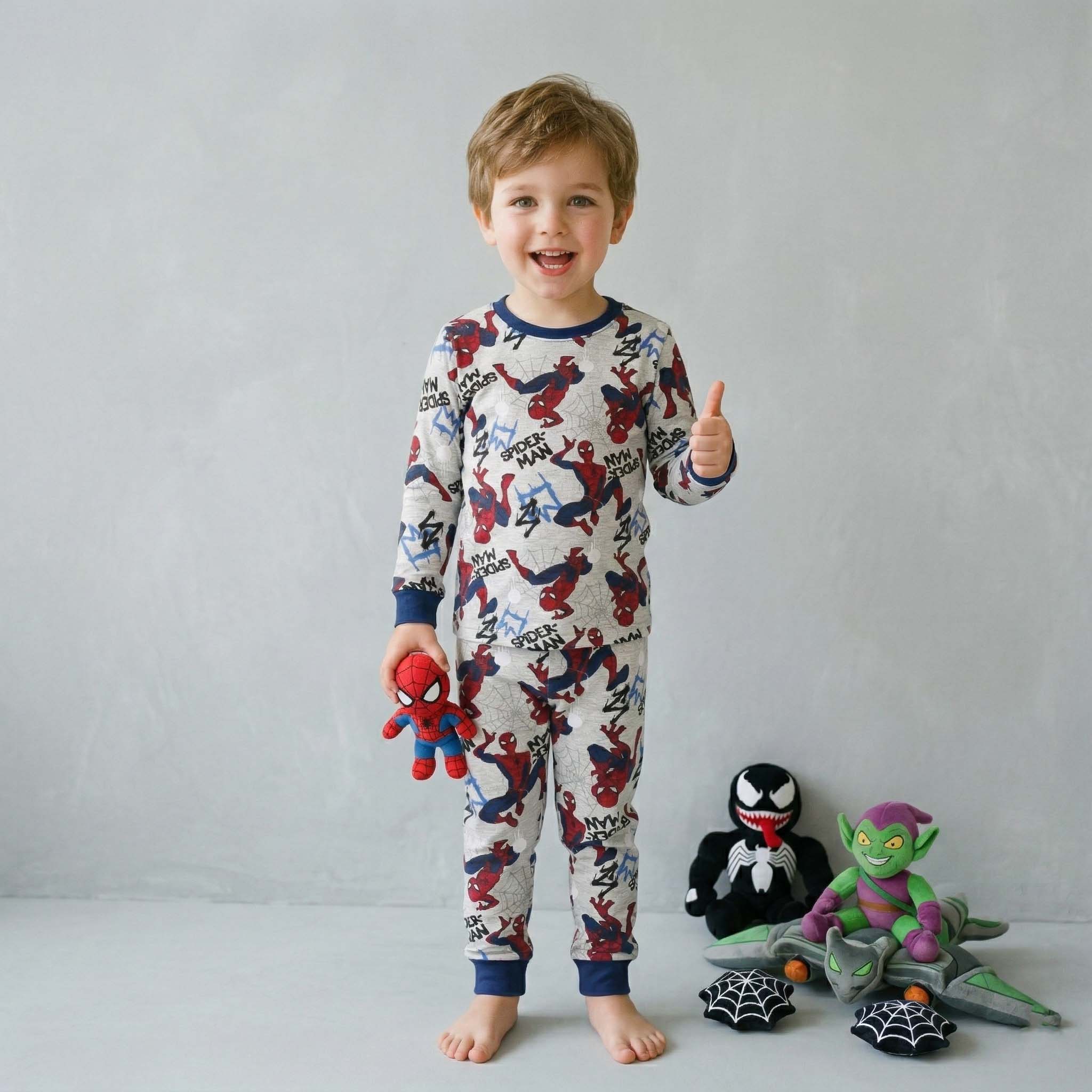 Spider-Man Thawpp Boys Full Sleeves Pajama Set - White