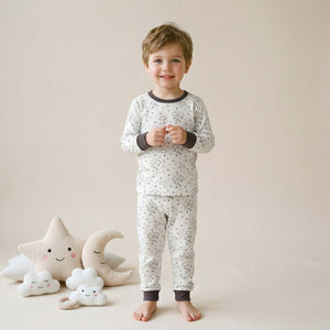 Clouds & Stars Boys Full Sleeves Pajama Set - White