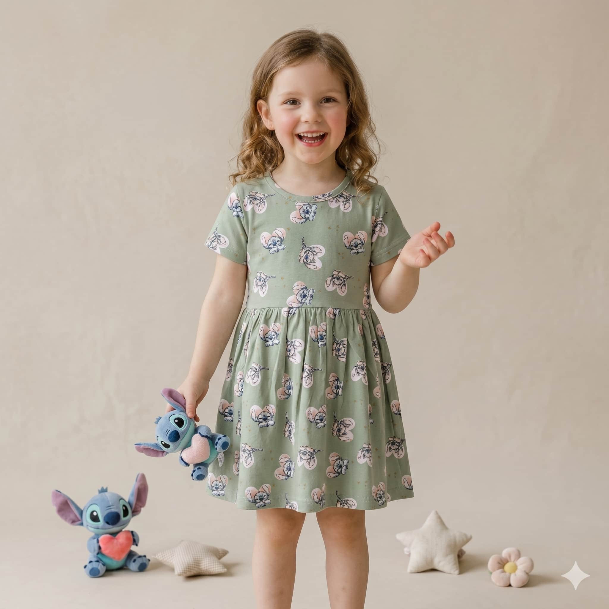 Stitch Girls Frock - Green