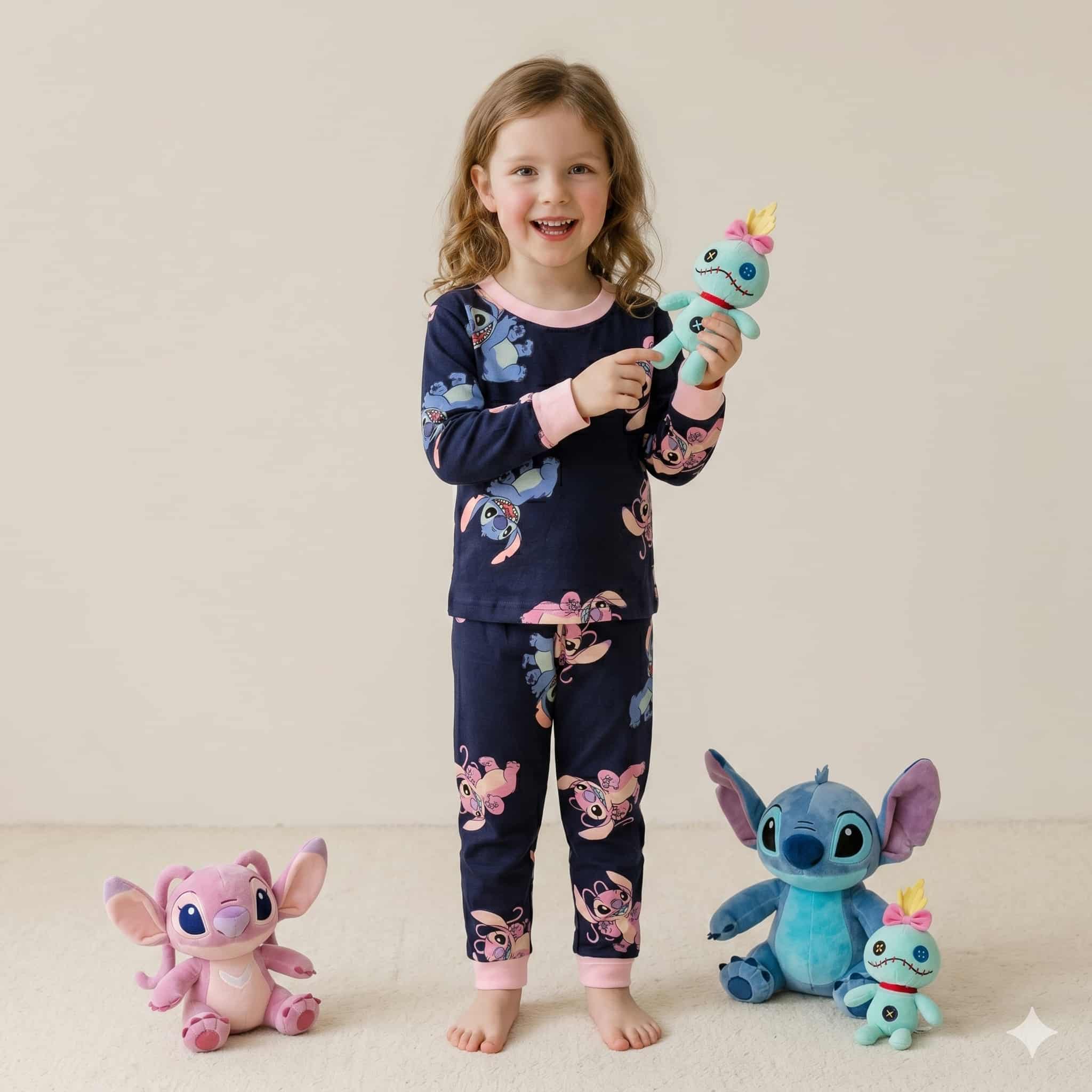 Stitch Girls Full Sleeves Pajama Set – Navy Blue