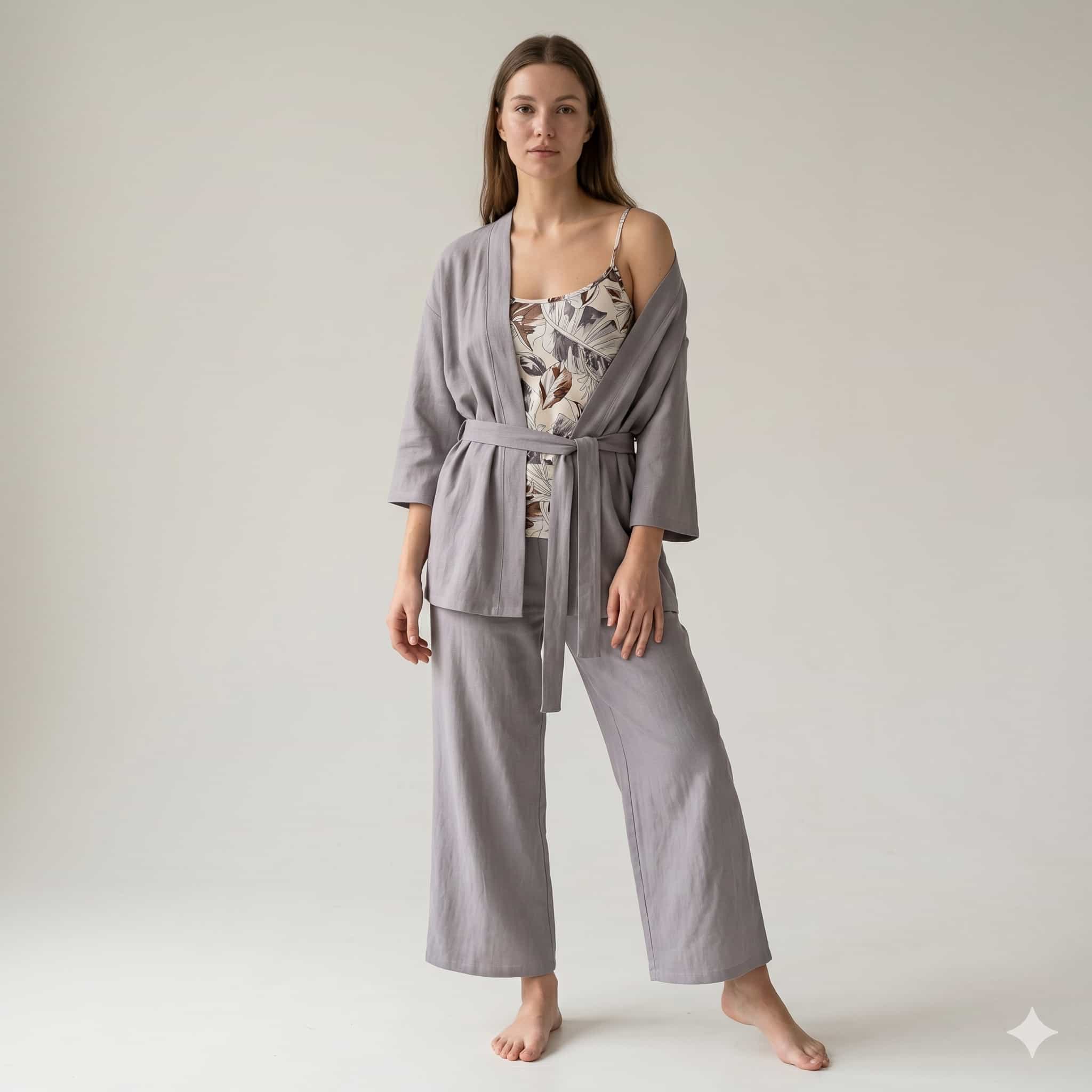 Slate Canopy Women 3 Pcs Pajama Set - Grey