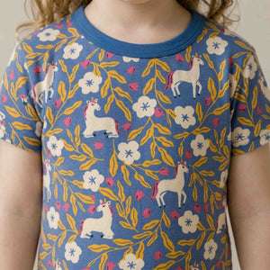 Unicorn Love Girls Short Sleeves Pajama Set - Blue