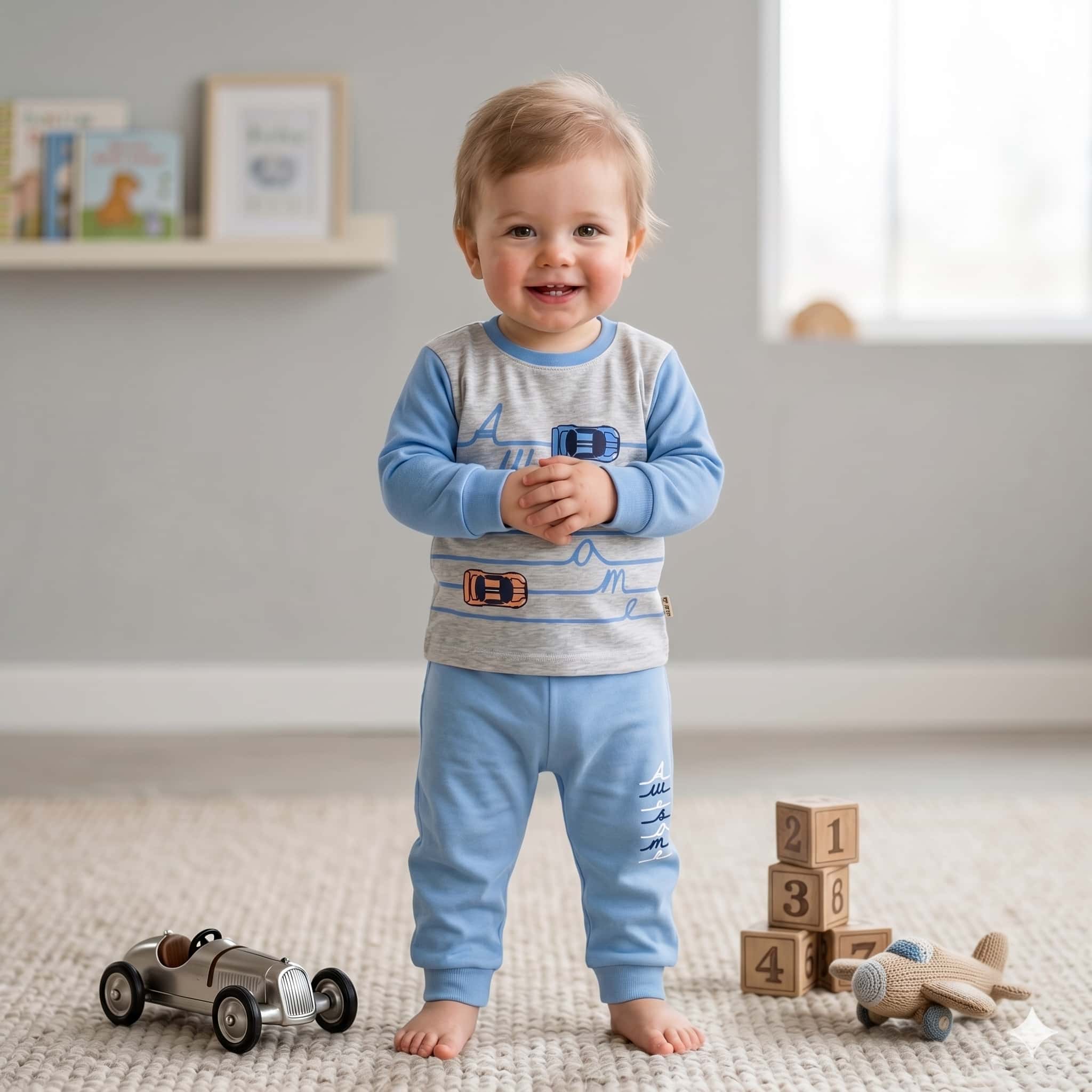 Track Star Baby Boys Full Sleeves Set - Blue