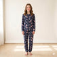 Floral Bloom Cotton Women Full Sleeves Pajama Set - Blue