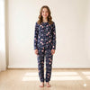 Floral Bloom Cotton Women Full Sleeves Pajama Set - Blue