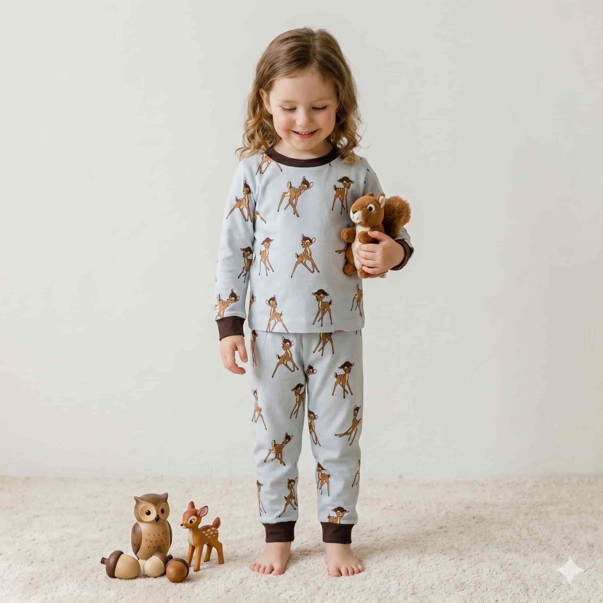 Deer Girls Full Sleeves Set - Blue
