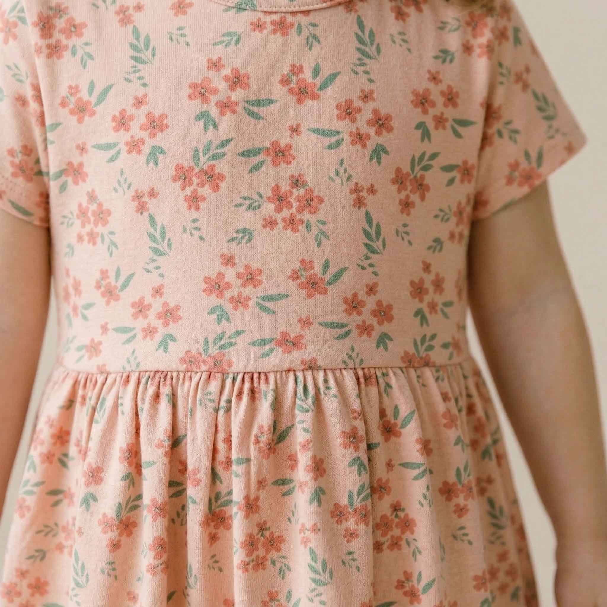 Floral Daydream Girls Frock - Peach