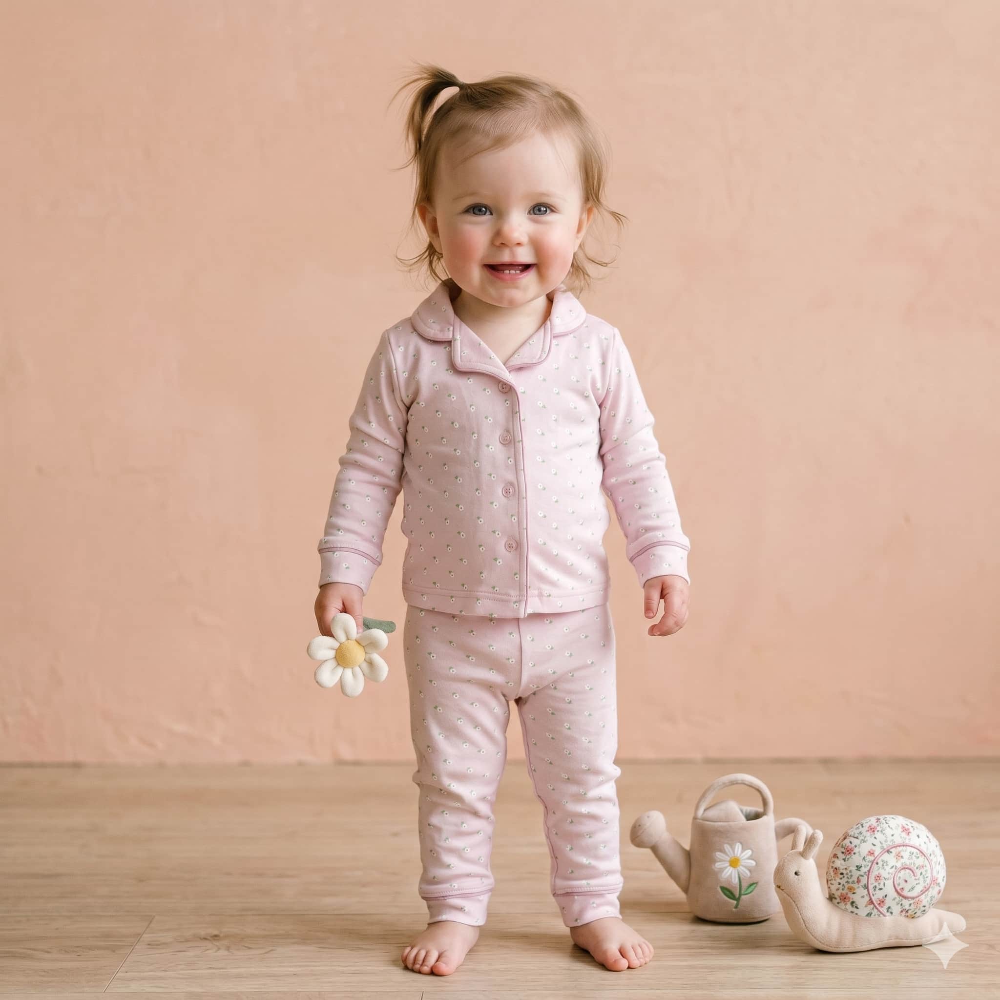Petite Petals Baby Girls Full Sleeves Pajama Set - Pink