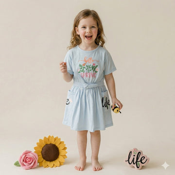 Spring Girl Frock - Light Blue