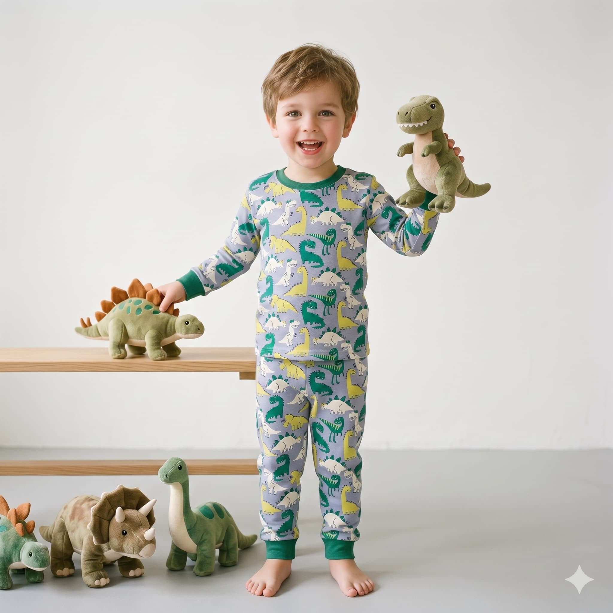 Dino Squad Boys Long Sleeves Pajama Set - Grey
