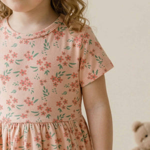 Floral Daydream Girls Frock - Peach