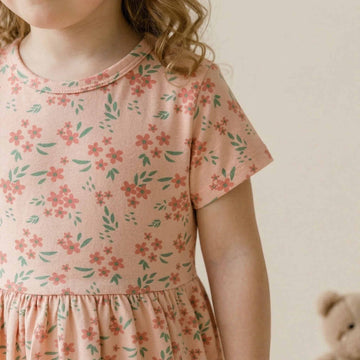 Floral Daydream Girls Frock - Peach