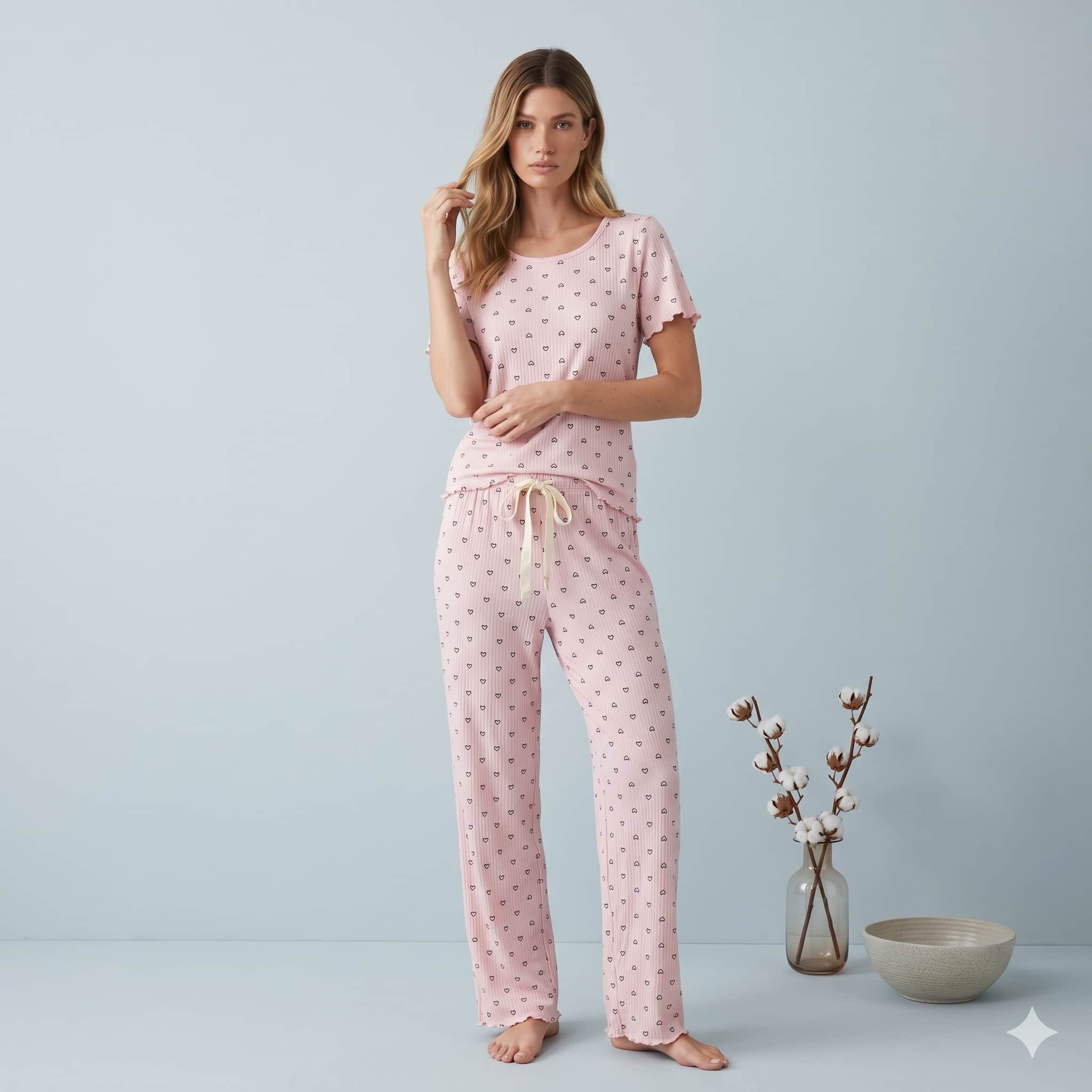 Blush Charm Women Half Sleeves Pajama Set - Pink