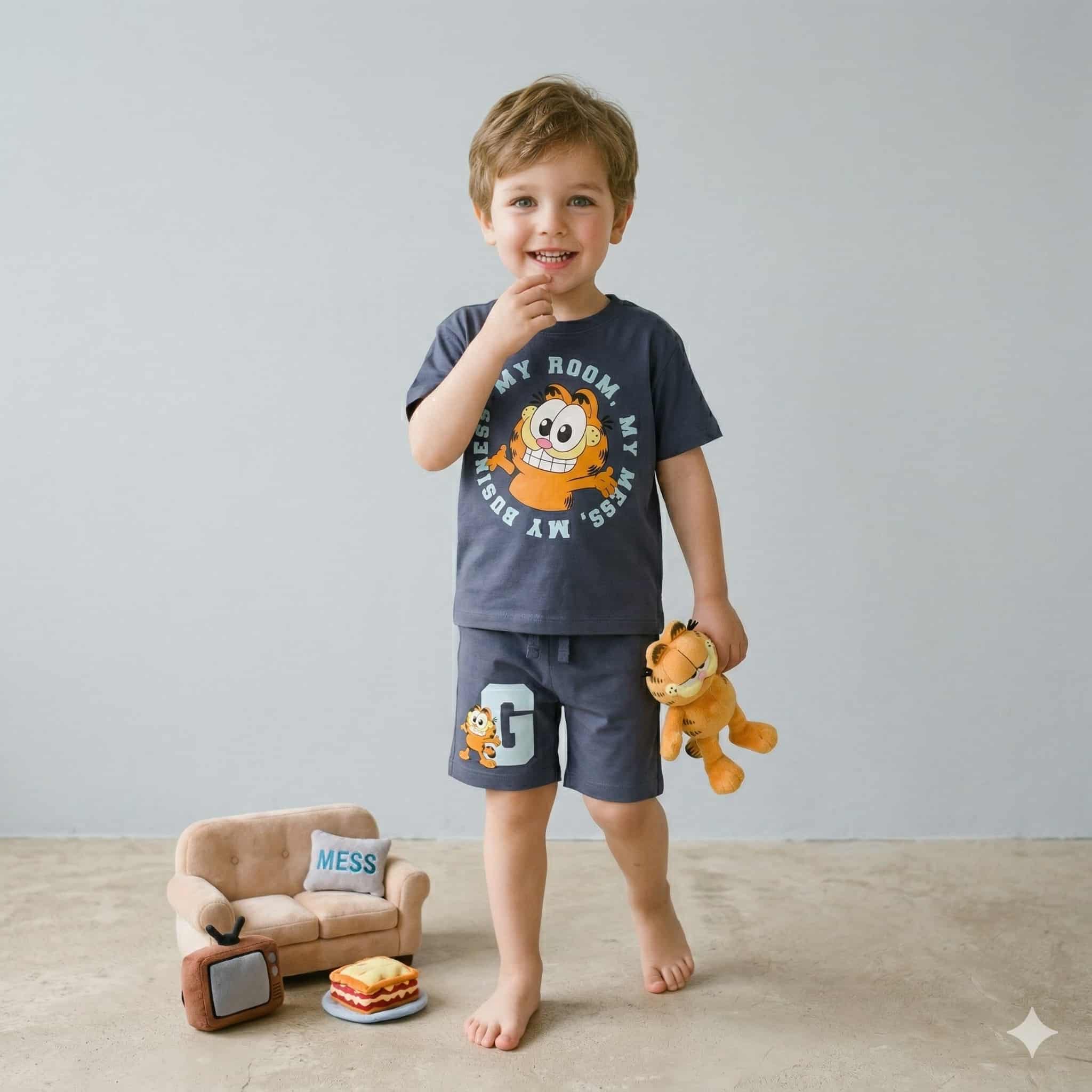 Garfield Boys Shorts Sets- Navy Blue