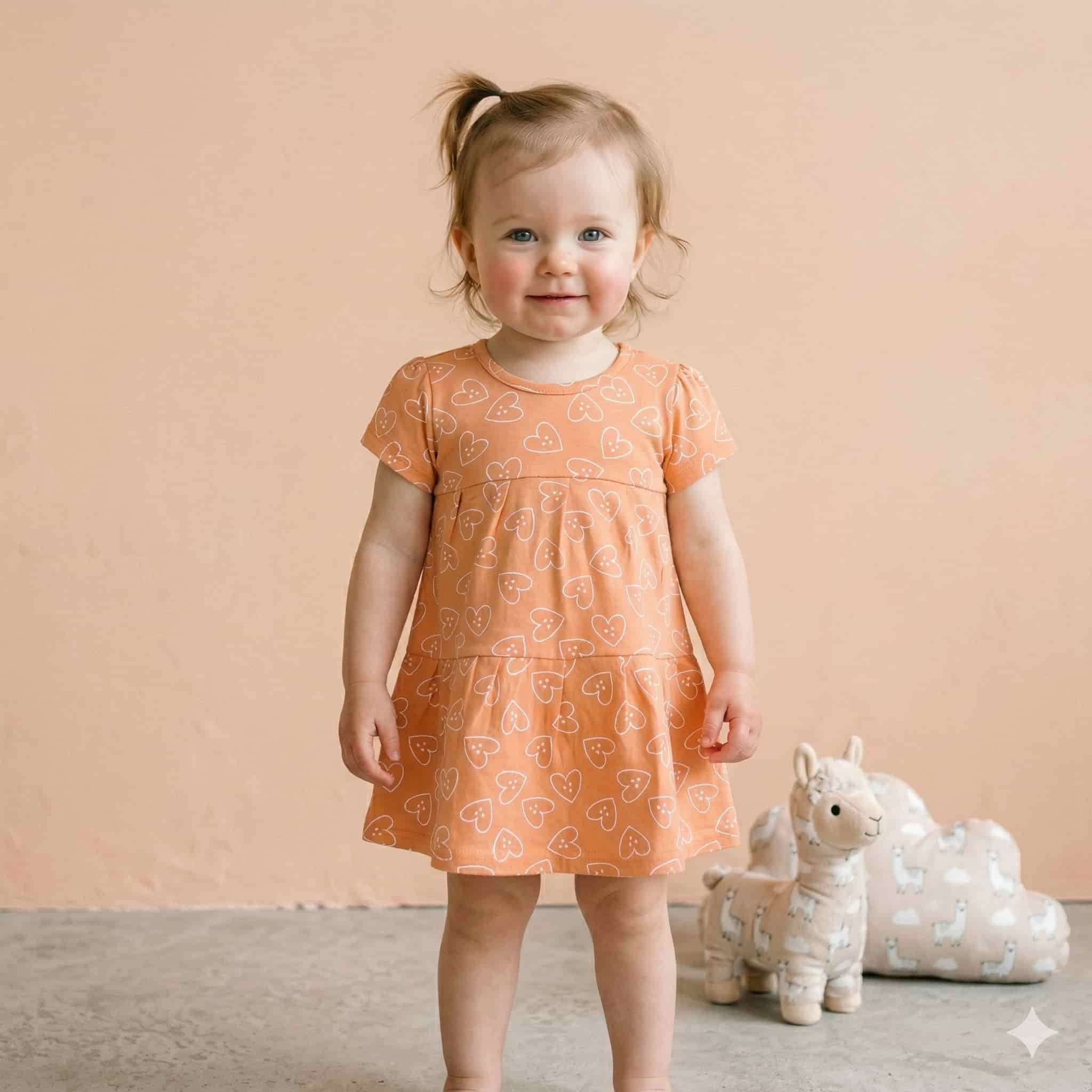 Heart Baby Girl Frock - Orange