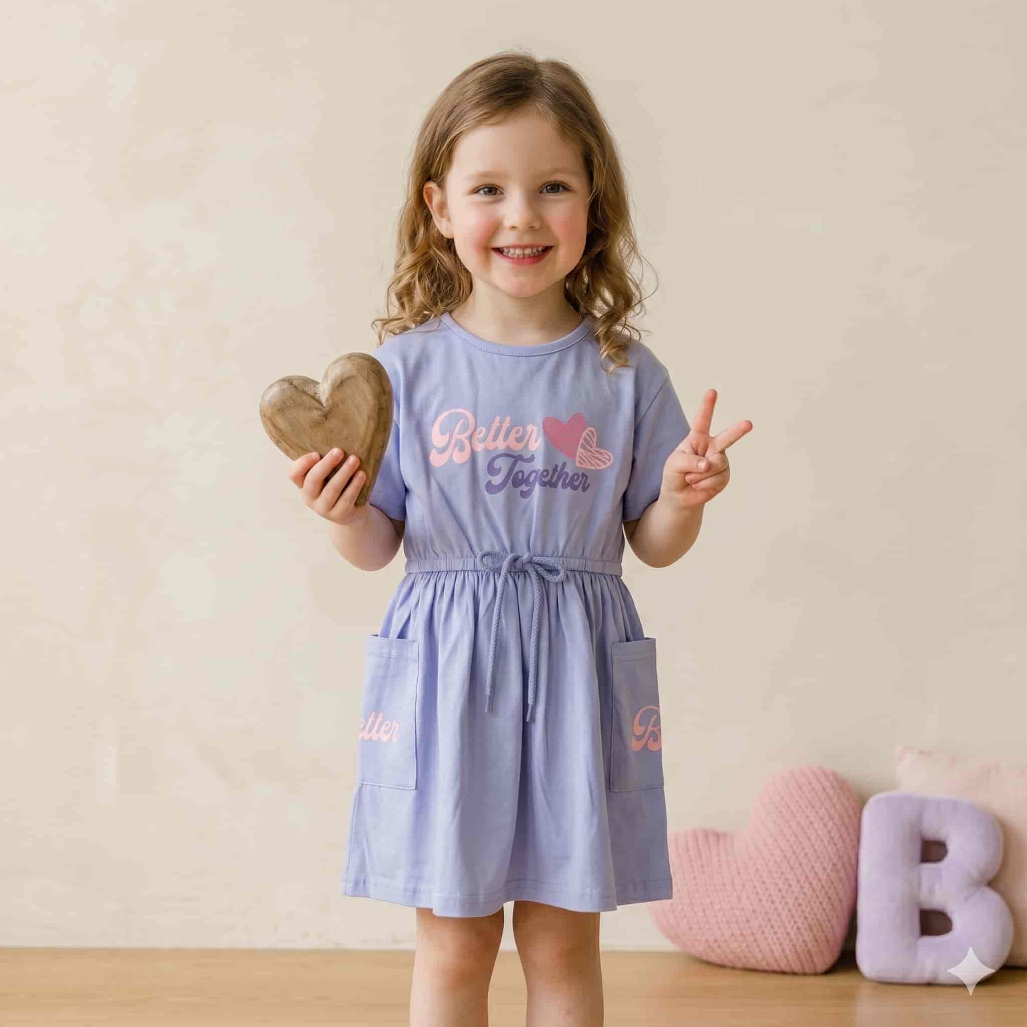 Joyful Bond Girls Frock Set - Blue