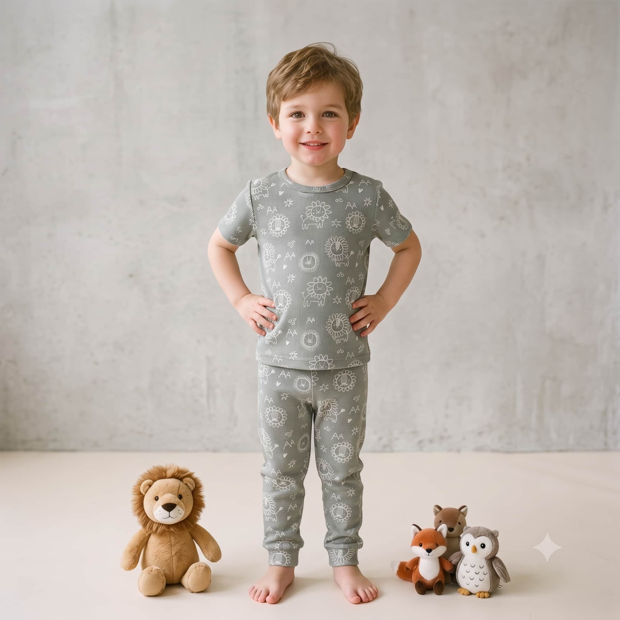 Wild Doodles Boys Half Sleeves Pajama Set - Sage Green
