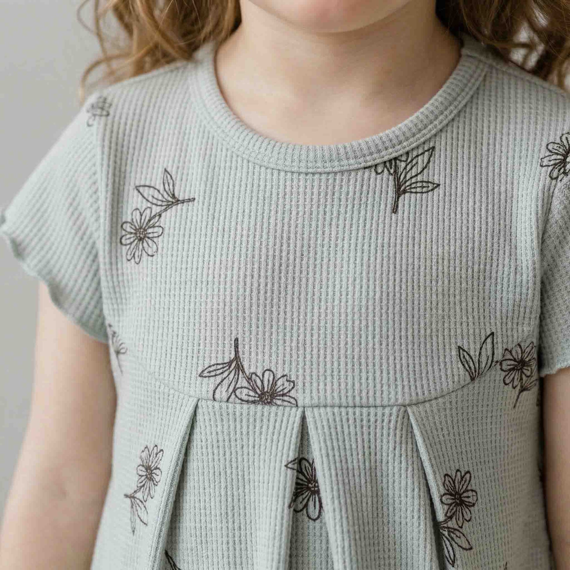 Sage Floral Short Sleeves Pajama Set - Blue