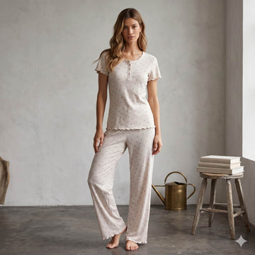 Blush Breeze Women Half Sleeves Pajama Set - Light Pink