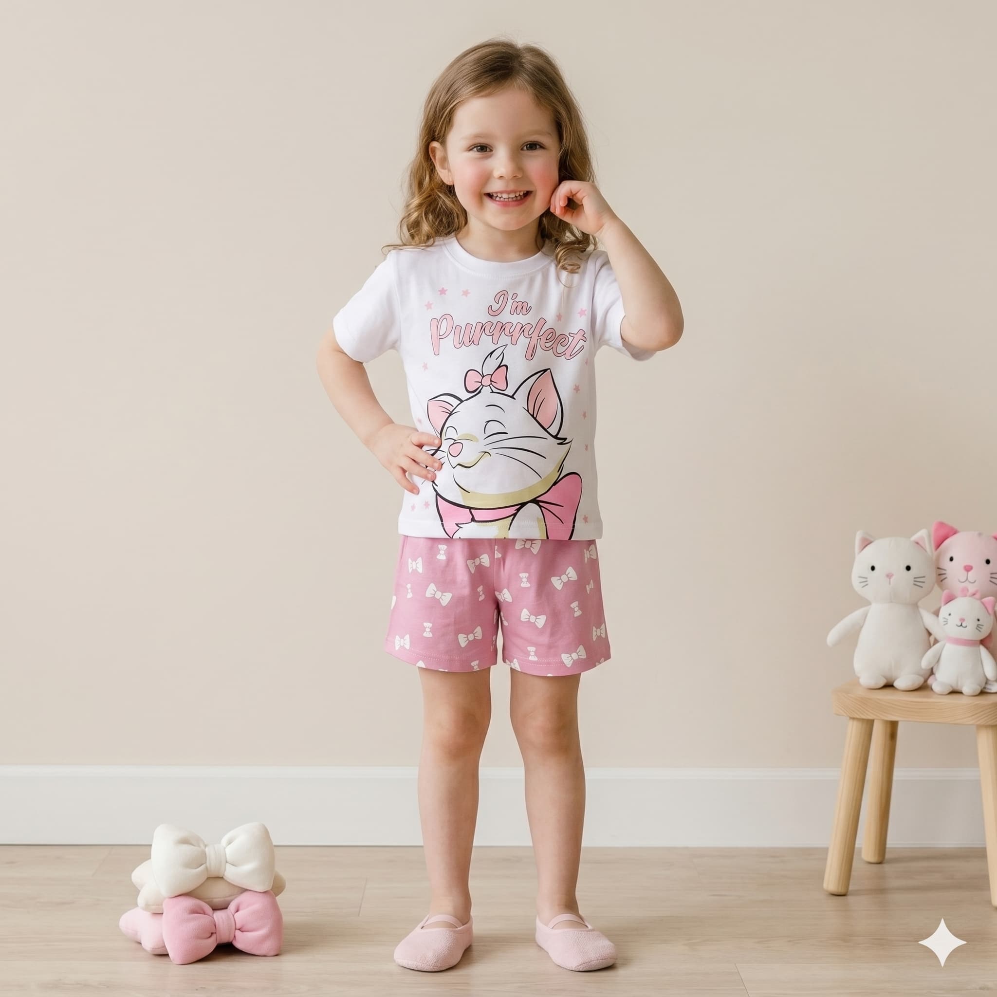 Hello Kitty Girls Short Set - White