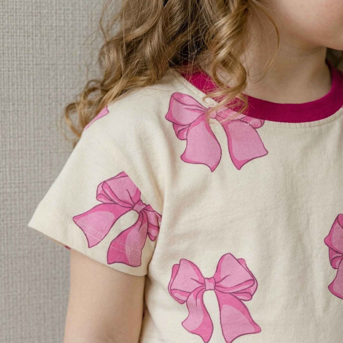 Bow Girls Pajama Set - White & Pink