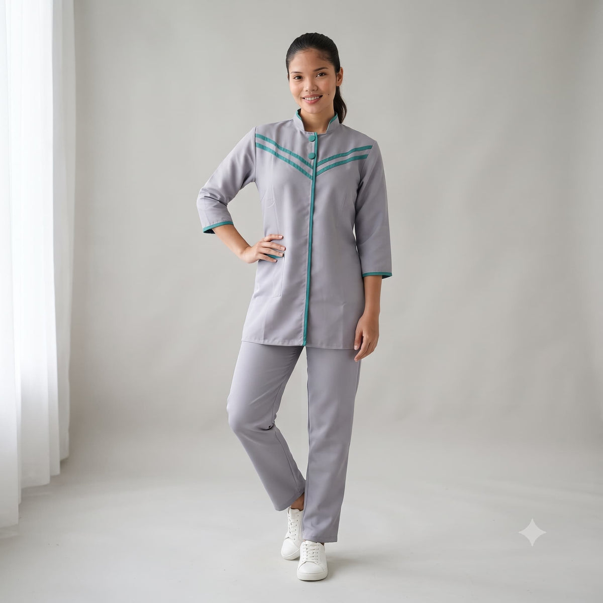 Aqua Edge Maid Uniform Set – Grey