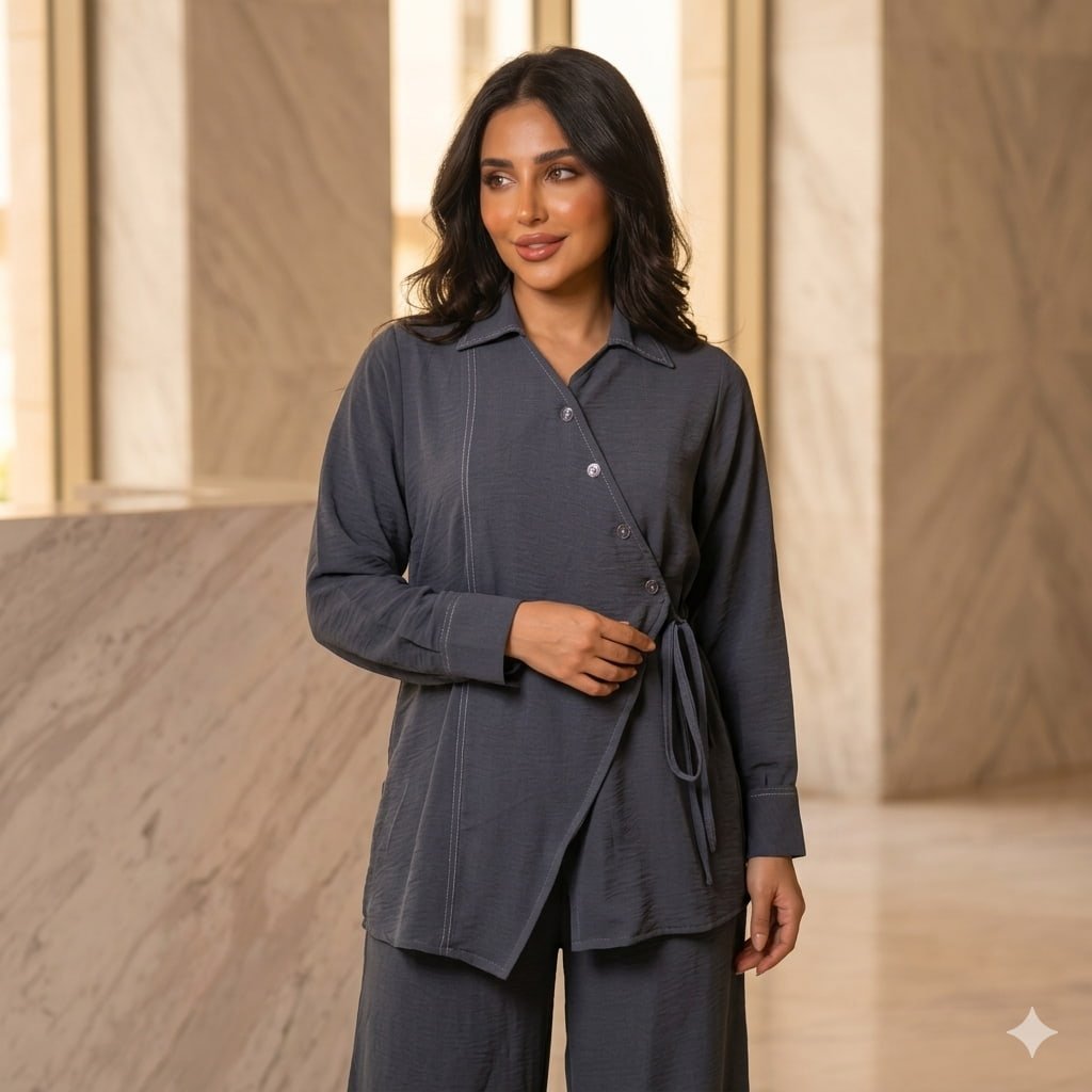 Slate Chic Women Full Sleeves Co ord Set - Grey
