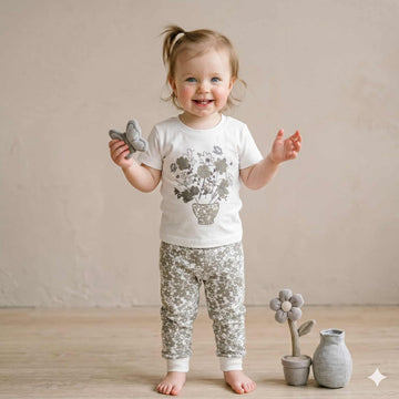 Vintage Bloom Half Sleeves Baby Girl Pajama  set - White