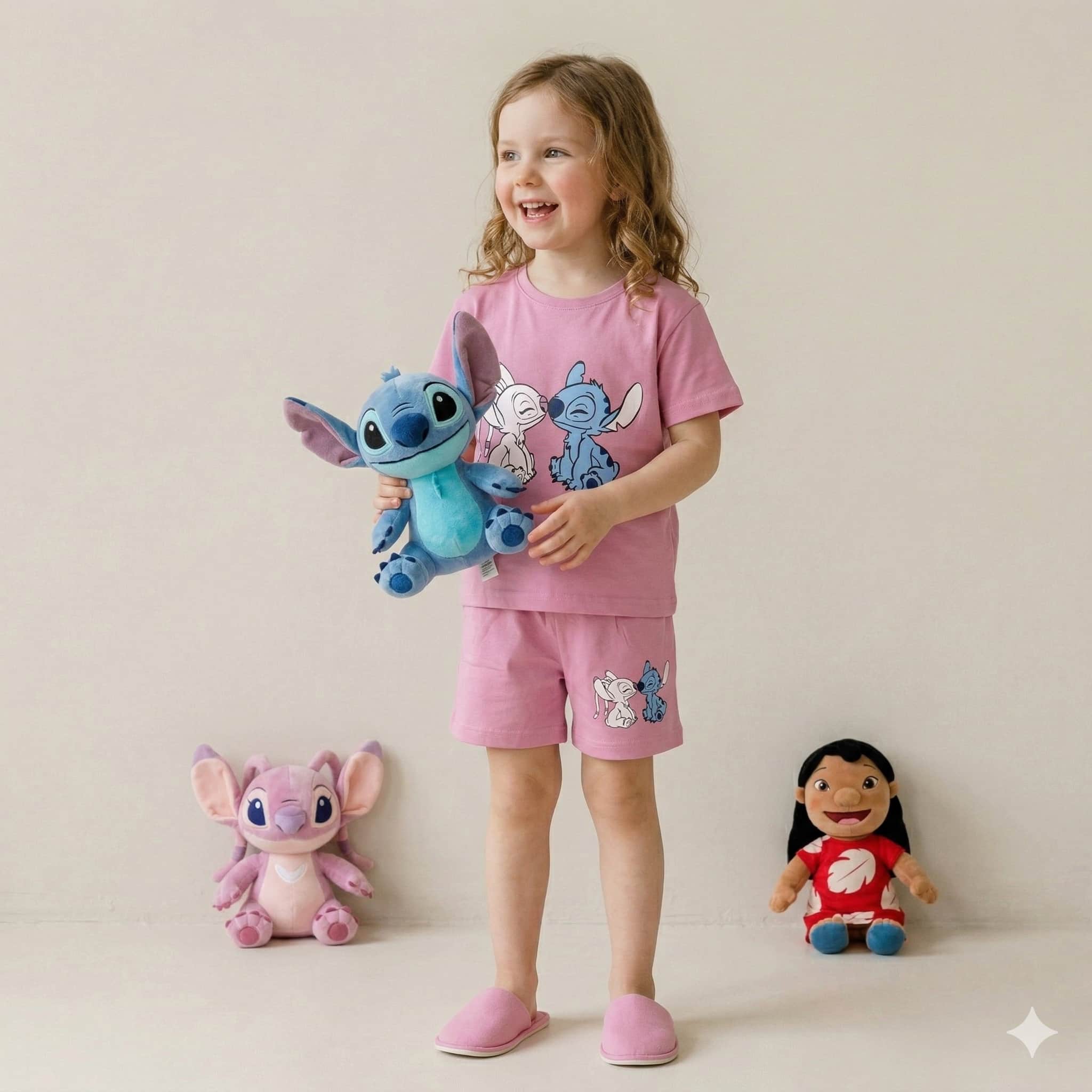 Stitch & Lilo Girls Short Set - Pink