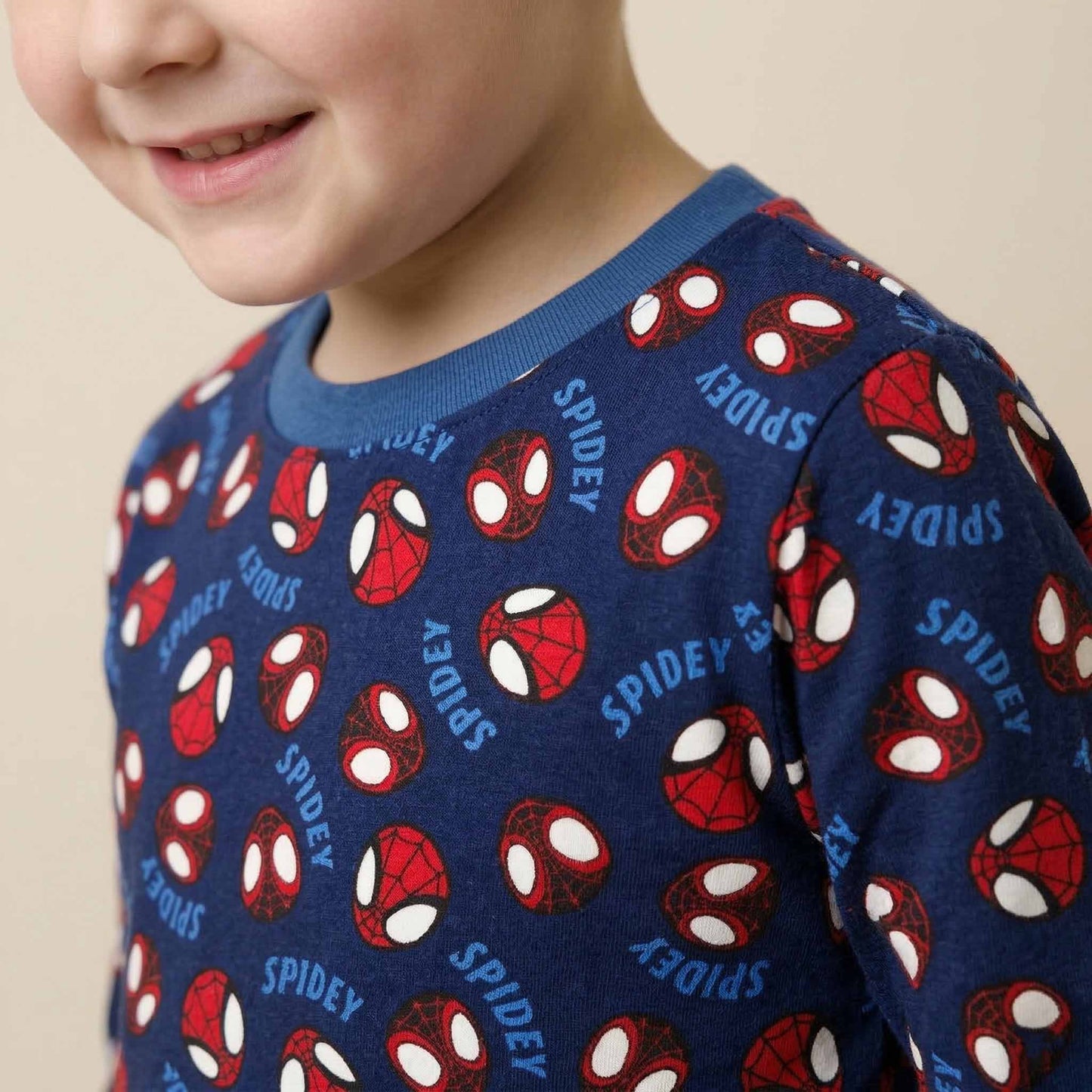 Spiderman Boys Full Sleeves Pajama Set - Navy Blue