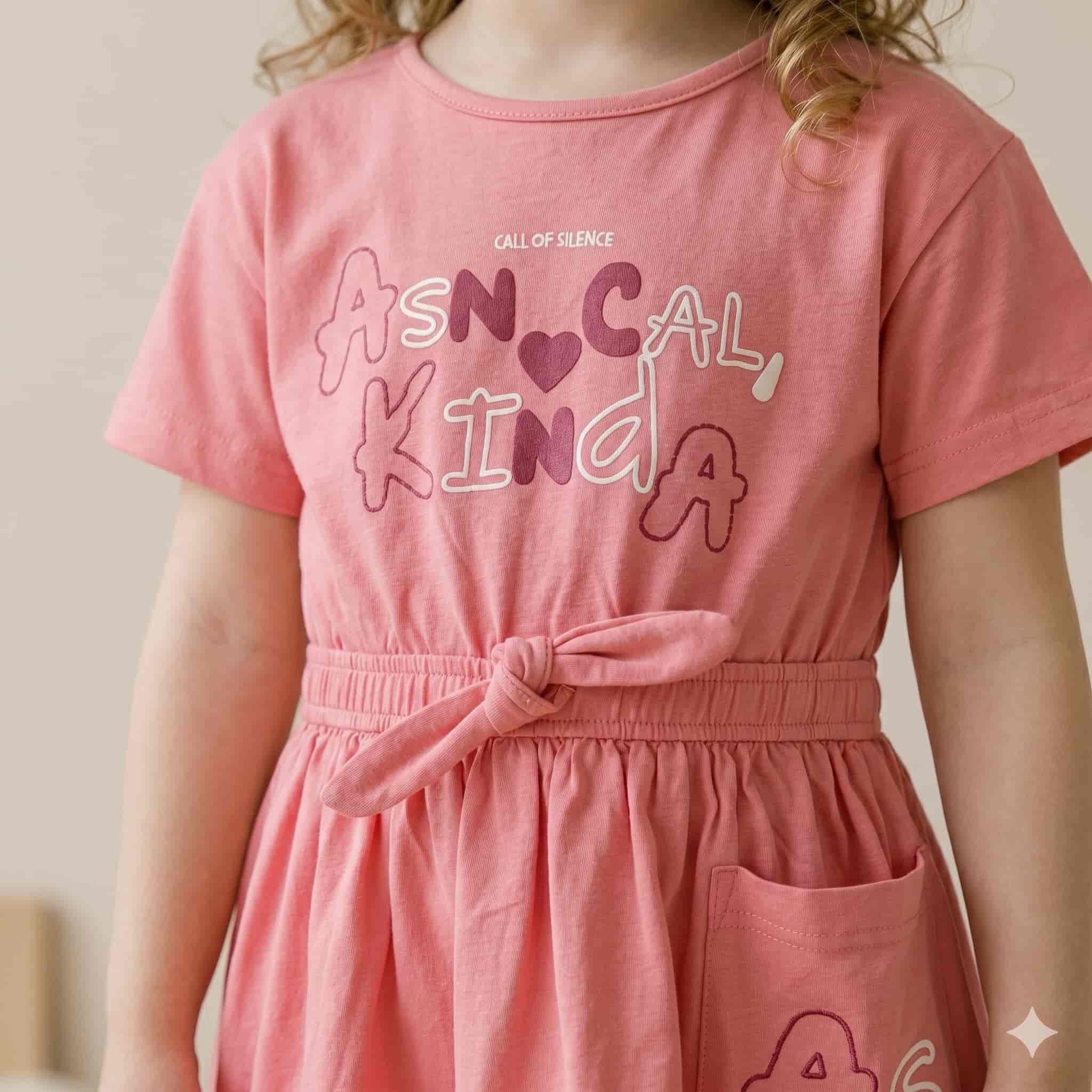 Playful Charm Girls Frock Set - Pink